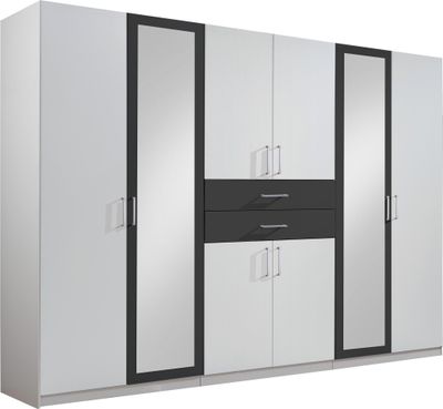 Kleiderschrank Drehtürenschrank Schlafzimmerschrank Schrank Schlafen "Drugi II" Weiß/Graphit