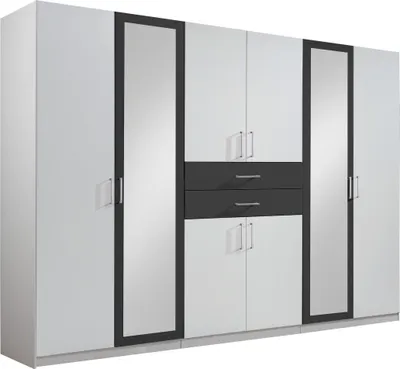 Produktbild von Kleiderschrank Drehtürenschrank Schlafzimmerschrank Schrank Schlafen "Drugi II" Weiß/Graphit