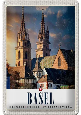 Produktbild von Blechschild Reise 20x30cm Basel Schweiz Kirche Architekur Urlaub
