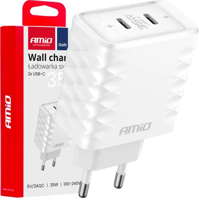 Produktbild von Netzladegerät 35W 2x USB-C Schnellladetechnologie Universal 100-240V Adapter