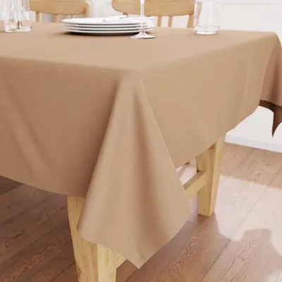 Obrázok produktu pre Béžová obrusová deka 140 x 140 cm, štvorcová, prateľná, pre 4 osoby
