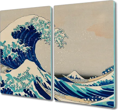 Produktbild von Coloray Herdabdeckplatte 2x30x52 cm Schneidebrett Kochplattenabdeckung Küchenbrett Hackbrett - Sea Sturmwellen Boote