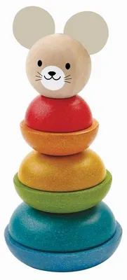 Immagine prodotto di Plan Toys Myszka Wieża: Drewniana układanka dla dzieci od 18 miesiąca życia
