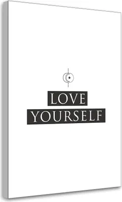 Produktbild von Leinwandbild Zitat Liebe dich selbst 80x120 Feeby Schwarz-Weiß bild für die wand bereit zum aufhängen