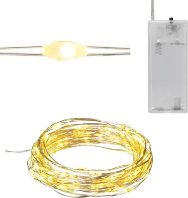 Productafbeelding van Lichte draad met 20 LED-lampjes, warme kleur, druppelvorm, batterijgevoed, lichtketting
