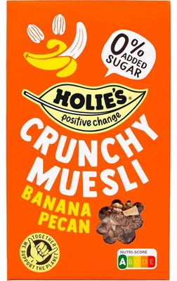 Produktbild von Holie's Crunchy Müsli Banane Pekannuss 400g – Knuspriges Frühstück