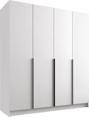 Produktbild von MIRJAN24 Kleiderschrank Santi I, Schlafzimmer, Drehtürenschrank, mit Kleiderstange, Modern, Garderobenschrank, Metallgriffe (Farbe: Weiß / Weiß + Schwarz)