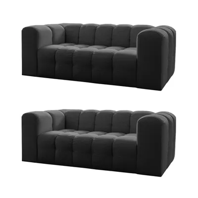 Produktbild von Baloo Sofa 2-Sitzer Set 200 cm – HR-Schaum, modernes Design & Komfort – Stoff Moly (Anthrazit)
