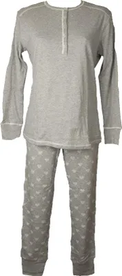 Produktbild von Damen Schlafanzug RAGNO warmer Baumwoll-Interlock Winter Henley-Ausschnitt Langarm lange Hose Artikel DE19N1, Taglia 44, Cotone 90%,Viscosa 10%