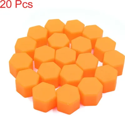 Image de 20pcs 21mm Silicone Orange écrou roue voiture couvre moyeu vis Capuchons à vis
