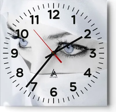 Produktbild von Wanduhr - Quadrat - Glasuhr - Schönheit Gesicht Mädchen Mode - 40x40cm - Schleichendes Uhrwerk - Lautlos - zum Aufhängen bereit - Dekoration Modern - Wanddekoration aus Glas - C4AC40x40-2159