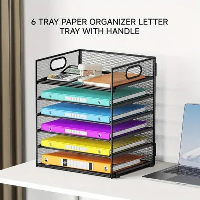 Image de Organisateur de bureau empilable, avec 6 compartiments, pour documents et lettres