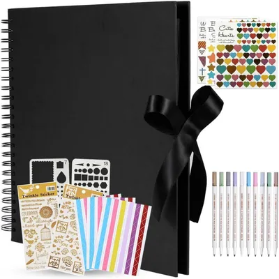 Obrázok produktu pre Fotoalbum čierny 31x31cm pre vlastný dizajn, DIY fotokniha 80 strán, veľký fotoalbum na scrapbooking, svadobný darček k narodeninám