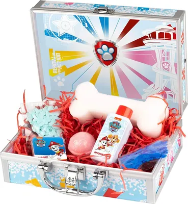 Produktbild von PAW Patrol - Pflege-Set und Bade-Spaß, Spiel- und Beauty-Koffer für Kinder, 6-teilig, mit Duschgel, Schwamm und bunten Bade-Zusätzen, besonderes Geschenk-Set für Kleinkinder und Fans