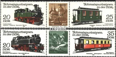 Produktbild von Briefmarken DDR 1980 Mi WZd476,WZd482 (kompl.Ausg.) (2562-65 als Dreierstreifen) gestempelt Schmalspurbahnen