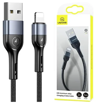 Image de Usams U55 câble tressé 2A Lightning noir/noir 1M Sj448Usb01 (Us-Sj448)
