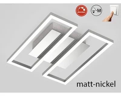 Zdjęcie produktu dla Lampa sufitowa LED BRILONER FRAME, ściemniana stopniowo, funkcja pamięci, ciepłe białe światło, matowy nikiel, 28 x 23,8 x 6 cm