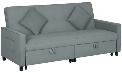 Produktbild von Schlafsofa - Bettsofa - Ausklappbett - Gästebett - Sofa - 3-Sitzer - Samtbezug - Verstellbare Rückenlehne