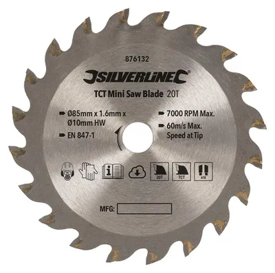 Productafbeelding van Mini hardmetalen zaagblad, 85 mm diameter, met 10 mm gat, 20 tanden