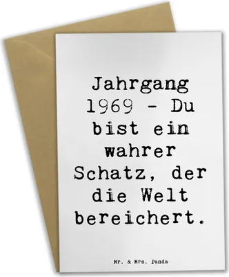 Produktbild von Mr. & Mrs. Panda Klappkarte Spruch 1969 Geburtstag Schatz - Weiß - Geschenk, feiern, Jubiläum, vatertagskarte, genesungskarte, hochzeitskarten, Welt bereichert, Alter