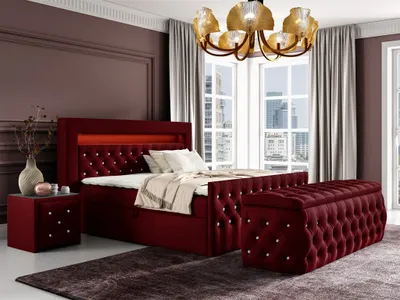Produktbild von Boxspringbett Schlafzimmerbett SEVRA Nr.3 120x200cm in Elisa Velvet Bordeauxrot
