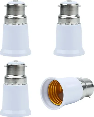 Produktbild von Intirilife B22 auf E27 Lampensockel Adapter in WEISS – 4x Lampenadapter zum Umformatieren von B22 auf E27 – 4er Set Konverter für Lampenfassung für Glühbirnen, LED, Halogen, Energiesparlampen