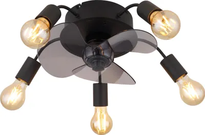 Produktbild von Globo Lighting Deckenventilator Metall schwarz matt, 5x E27