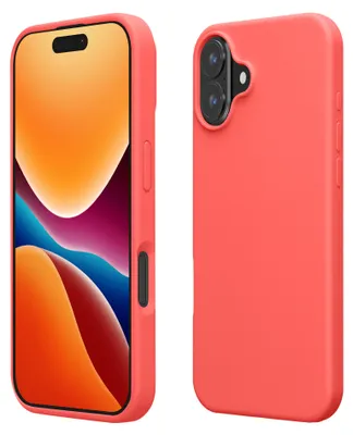 Produktbild von kwmobile Handyhülle für iPhone 16 Plus Hülle, für iPhone 16 Plus Case - Hülle Silikon - kabelloses Laden - Neon Koralle