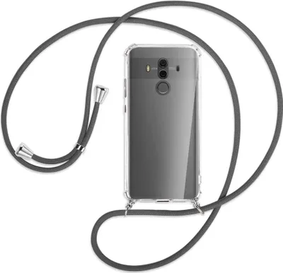 Produktbild von Handykette Backcover-Schutzhülle mit Band (Metall silberfarben) für Huawei Mate 10 Pro - dunkelgrau