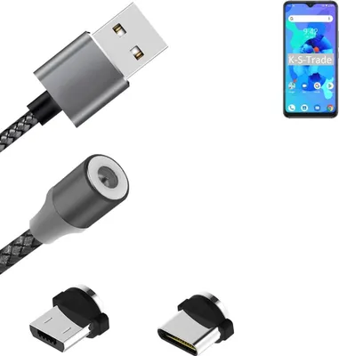 Produktbild von K-S-Trade Hochwertiges Magnet-Lade-kabel Sync-Kabel Daten-Kabel für UMIDIGI A7 mit USB-Typ-C-Anschluss und Micro-USB-Anschluss 2A bis zu 480mbps