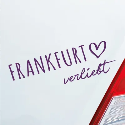 Produktbild von Auto Aufkleber Frankfurt verliebt Herz Stadt Heimat Liebe Car 19x6 cm Lila Sticker Heckscheibenaufkleber