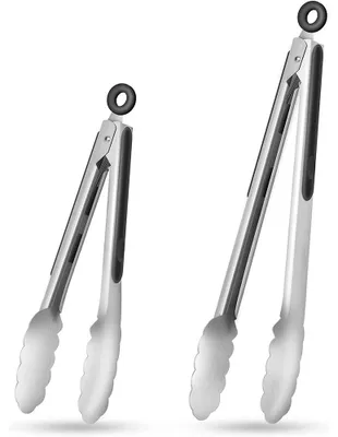 Produktbild von Grillzange – 2er-Set (23 cm & 30,5 cm) – Hochwertige Küchenzange – Fleischzangen-Set – Servierzange – Salatzange – Hitzebeständig – Edelstahl