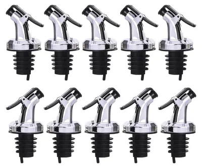 Produktbild von Ausgießer für Flaschen 10er Set Silber Glanz mit Verschlusskappe 10er Set