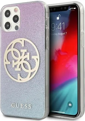 Produktbild von Guess GUHCP12MPCUGLBPG iPhone 12/12 Pro 6,1" blau/blaue Hartschale Glitter Gradient 4G Circle Logo Schutzhülle