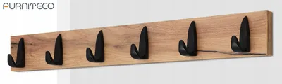 Produktbild von FURNITECO Garderobe 6 Haken Gold-Eiche Wandmontage