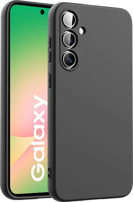 A black phone case is shown next to a smartphone.