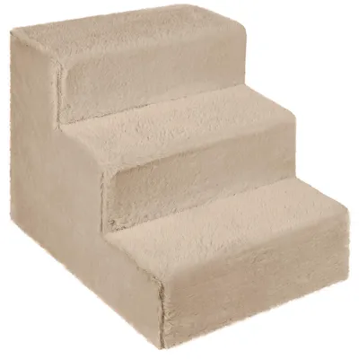 Produktbild von Mg Design Hundetreppe 3 Stufen in Beige - Stabiler Holzrahmen, gelenkschonend, leicht & mobil, für Sofa & Bett, für Hunde & Katzen