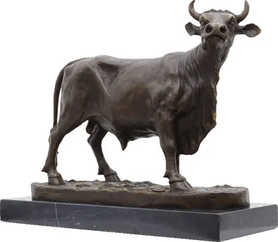 Produktbild von Bronzeskulptur Bulle Ochse Kuh Stier Antik-Stil Bronze Figur Statue 35cm