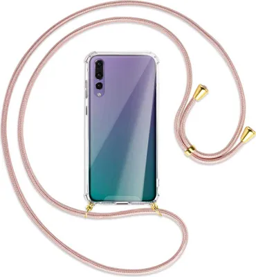 Produktbild von Handykette Backcover-Schutzhülle mit Band (Metall goldfarben) für Huawei P20 Pro - roségold