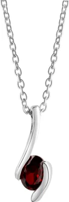 Produktbild von V Anhänger mit Kette 925/- Sterling Silber 42+3cm weiß Zirkonia rot 274240179