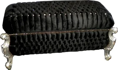 Produktbild von Casa Padrino Barock Sitzbank (Truhe) Schwarz/Silber mit Bling Bling Steinen
