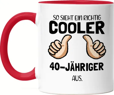 Produktbild von So Sieht Ein Cooler 40-Jähriger Aus Tasse  Daumen Hoch Humorvolle Geschenkidee Runder 40. Geburtstag