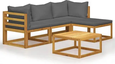 Produktbild von vidaXL 5-tlg. Garten-Lounge-Set mit Auflagen Massivholz Akazie