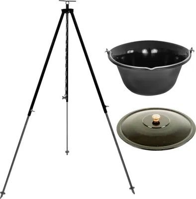 Produktbild von Gulaschkessel Partykessel Set 22 Liter Deckel und Gestell 180 cm
