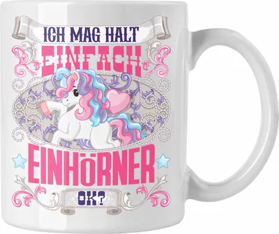 Produktbild von Trendation - Einhorn Tasse Geschenk Einhörner Spruch Geschenkidee Ich Mag Halt Einfach Einhörner Ok (Weiß)
