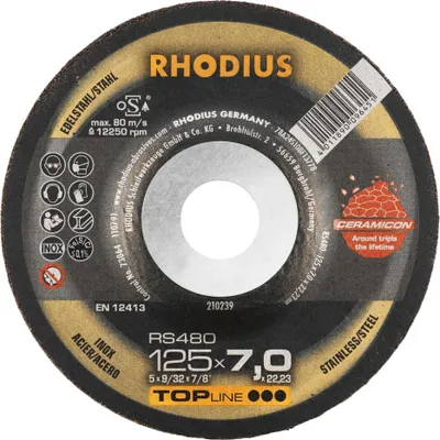 Produktbild von Rhodius RS 480 Schruppscheibe 125 x 7 mm, keramischer Korn, Stahl, Edelstahl, Guss, Verpackungseinheit:1 Stück