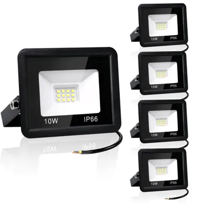 LED-Strahler 5er-Set, 10 W, kaltweiß, IP66, für Außenbereiche