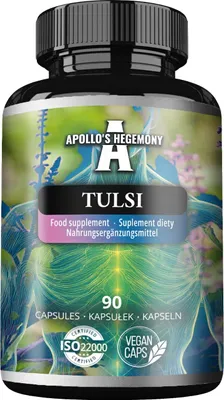 Produktbild von Tulsi Heiliges Basilikum 500 mg - Extrakt mit 5% Ursolsäure - 90 Vegane Kapseln - 90 Tage Vorrat - Unterstützung der Stressresilienz - von Apollo's Hegemony