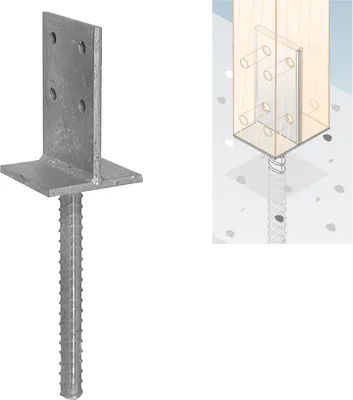Produktbild von Eingelassener Säulenfuß zum Einbetonieren in eine Wand 90x338mm