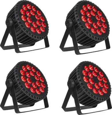 Immagine prodotto di Illuminazione par, 18x18W RGBWA+UV, modalità di controllo versatile, 4 pezzi, spina UE